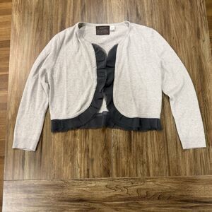 Guinevere Anthropologie Medium Cardigan Sweater Ruffle Coquette Cashmere Angora